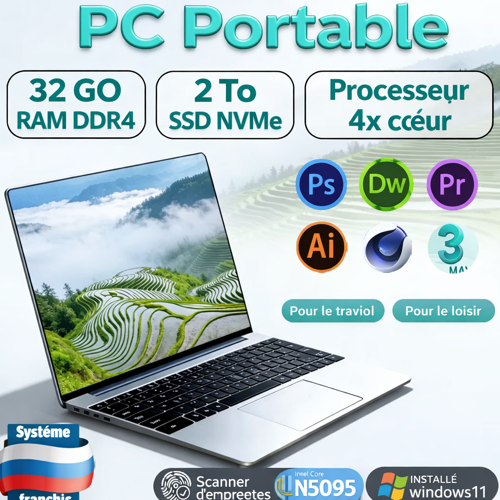 ordinateur portable 15,6" – 32 go ram – 2 to ssd – windows 11 pro – ultrabook ordinateur portable 15,6" – 32 go ram – 2 to ssd – windows 11 pro – ultrabook